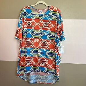 LuLaRoe Colorful Geometric Print Irma Tunic Top M